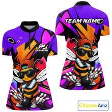 Load image into Gallery viewer, Custom Funny Bee Graffiti Pattern Bowling Jersey for Women Bowling Team Shirts Polo &amp; 1/4 Zip HNT174