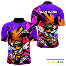 Load image into Gallery viewer, Custom Funny Bee Graffiti Pattern Bowling Jersey for Men Bowling Team Shirts Polo &amp; 1/4 Zip HNT174