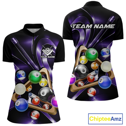 Custom Ball Pool Shirts Purple Billiard Shirt for Women Billiard Team Jersey Billiard League NNT180