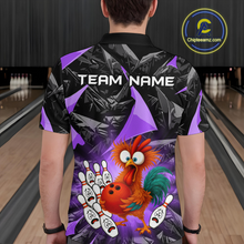 Load image into Gallery viewer, Custom Purple Funny Chicken Bowling Jersey for Men Bowling Team Shirts  Polo &amp; 1/4 Zip HNT138