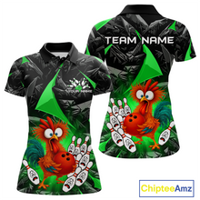 Load image into Gallery viewer, Custom Green Funny Chicken Bowling Jersey for Women Bowling Team Shirts Polo &amp; 1/4 Zip HNT138