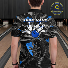Load image into Gallery viewer, Custom Blue Cobra Snake Bowling Jersey for Men Bowling Team Shirts Bowling Uniform Polo &amp; 1/4 Zip HNT137