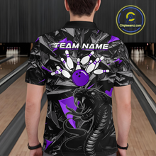 Load image into Gallery viewer, Custom Purple Cobra Snake Bowling Jersey for Men Bowling Team Shirts Bowling Uniform Polo &amp; 1/4 Zip HNT137