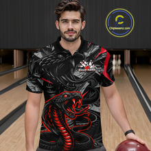 Load image into Gallery viewer, Custom Red Cobra Snake Bowling Jersey for Men Bowling Team Shirts Bowling Uniform Polo &amp; 1/4 Zip HNT137