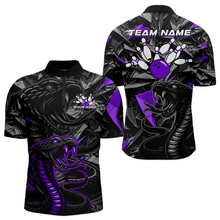 Load image into Gallery viewer, Custom Purple Cobra Snake Bowling Jersey for Men Bowling Team Shirts Bowling Uniform Polo &amp; 1/4 Zip HNT137