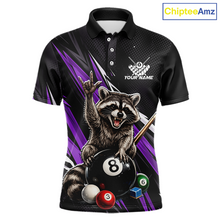 Load image into Gallery viewer, Custom Purple Funny Raccoon 8 Ball Billiard Shirt for Men Billiard Team Jersey Billiard League NNT191