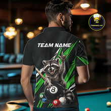 Load image into Gallery viewer, Custom Green Funny Raccoon 8 Ball Billiard Shirt for Men Billiard Team Jersey Billiard League NNT191