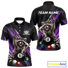 Load image into Gallery viewer, Custom Purple Funny Raccoon 8 Ball Billiard Shirt for Men Billiard Team Jersey Billiard League NNT191