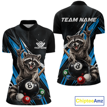 Load image into Gallery viewer, Custom Blue Funny Raccoon 8 Ball Billiard Shirt for Women Billiard Team Jersey Billiard League NNT191