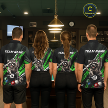 Load image into Gallery viewer, Custom Green Funny Raccoon 8 Ball Billiard Shirt for Men Billiard Team Jersey Billiard League NNT191