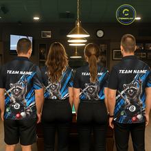 Load image into Gallery viewer, Custom Blue Funny Raccoon 8 Ball Billiard Shirt for Women Billiard Team Jersey Billiard League NNT191