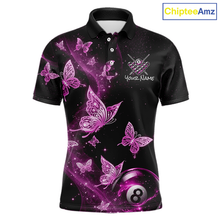 Load image into Gallery viewer, Custom Pink Butterfly Galaxy 8 Ball Billiard Shirt for Men Billiard Team Jersey Billiard League NNT192