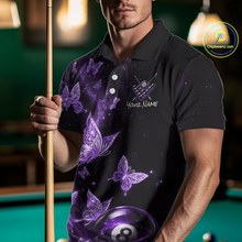 Load image into Gallery viewer, Custom Purlple Butterfly Galaxy 8 Ball Billiard Shirt for Men Billiard Team Jersey Billiard League NNT192