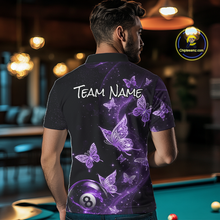 Load image into Gallery viewer, Custom Purlple Butterfly Galaxy 8 Ball Billiard Shirt for Men Billiard Team Jersey Billiard League NNT192