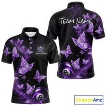 Load image into Gallery viewer, Custom Purlple Butterfly Galaxy 8 Ball Billiard Shirt for Men Billiard Team Jersey Billiard League NNT192