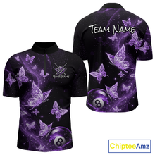 Load image into Gallery viewer, Custom Purlple Butterfly Galaxy 8 Ball Billiard Shirt for Men Billiard Team Jersey Billiard League NNT192