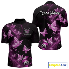 Load image into Gallery viewer, Custom Pink Butterfly Galaxy 8 Ball Billiard Shirt for Men Billiard Team Jersey Billiard League NNT192