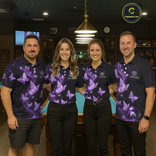 Load image into Gallery viewer, Custom Purlple Butterfly Galaxy 8 Ball Billiard Shirt for Men Billiard Team Jersey Billiard League NNT192