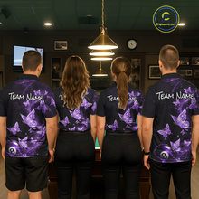 Load image into Gallery viewer, Custom Purlple Butterfly Galaxy 8 Ball Billiard Shirt for Men Billiard Team Jersey Billiard League NNT192