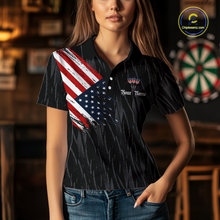 Load image into Gallery viewer, Custom US Flag Eagle Darts Shirt for Women Darts Team Jerseys Dart Tourament Polo &amp; 1/4 Zip NNT111