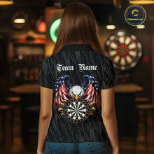 Load image into Gallery viewer, Custom US Flag Eagle Darts Shirt for Women Darts Team Jerseys Dart Tourament Polo &amp; 1/4 Zip NNT111