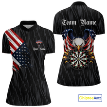 Load image into Gallery viewer, Custom US Flag Eagle Darts Shirt for Women Darts Team Jerseys Dart Tourament Polo &amp; 1/4 Zip NNT111