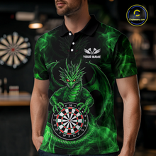 Load image into Gallery viewer, Custom Green Dragon Darts Board Dart Shirts For Men Darts Team Jerseys Polo &amp; 1/4 Zip NNT121