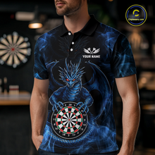 Load image into Gallery viewer, Custom Blue Dragon Darts Board Dart Shirts For Men Darts Team Jerseys Polo &amp; 1/4 Zip NNT121