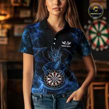 Load image into Gallery viewer, Custom Blue Dragon Darts Board Dart Shirts For Women Darts Team Jerseys Polo &amp; 1/4 Zip NNT121