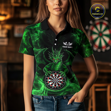 Load image into Gallery viewer, Custom Green Dragon Darts Board Dart Shirts For Women Darts Team Jerseys Polo &amp; 1/4 Zip NNT121