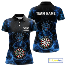 Load image into Gallery viewer, Custom Blue Dragon Darts Board Dart Shirts For Women Darts Team Jerseys Polo &amp; 1/4 Zip NNT121