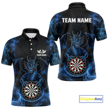 Load image into Gallery viewer, Custom Blue Dragon Darts Board Dart Shirts For Men Darts Team Jerseys Polo &amp; 1/4 Zip NNT121