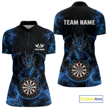 Load image into Gallery viewer, Custom Blue Dragon Darts Board Dart Shirts For Women Darts Team Jerseys Polo &amp; 1/4 Zip NNT121