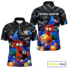Load image into Gallery viewer, Custom Blue Funny Chicken 8 Ball &amp; 9 Ball Billiard Shirt for Men Billiard Team Jerseys NNT190
