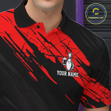 Load image into Gallery viewer, Custom Red Funny Bowling Tournament Jersey for Men Bowling Team Shirts Polo &amp; 1/4 Zip HNT178