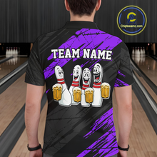 Load image into Gallery viewer, Custom Purple Funny Bowling Tournament Jersey for Men Bowling Team Shirts Polo &amp; 1/4 Zip HNT178