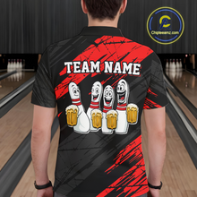 Load image into Gallery viewer, Custom Red Funny Bowling Tournament Jersey for Men Bowling Team Shirts Polo &amp; 1/4 Zip HNT178