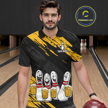 Load image into Gallery viewer, Custom Yellow Funny Bowling Tournament Jersey for Men Bowling Team Shirts Polo &amp; 1/4 Zip HNT178