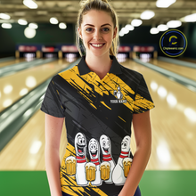 Load image into Gallery viewer, Custom Yellow Funny Bowling Tournament Jersey for Women Bowling Team Shirts Polo &amp; 1/4 Zip HNT178