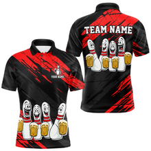 Load image into Gallery viewer, Custom Red Funny Bowling Tournament Jersey for Men Bowling Team Shirts Polo &amp; 1/4 Zip HNT178