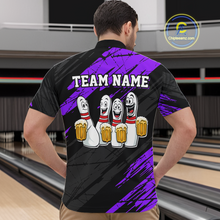 Load image into Gallery viewer, Custom Purple Funny Bowling Tournament Jersey for Men Bowling Team Shirts Polo &amp; 1/4 Zip HNT178