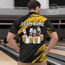 Load image into Gallery viewer, Custom Yellow Funny Bowling Tournament Jersey for Men Bowling Team Shirts Polo &amp; 1/4 Zip HNT178