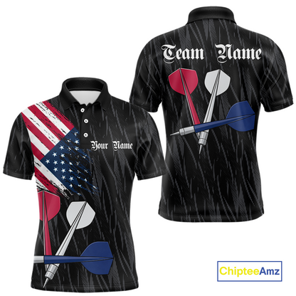 Custom American Flag Dart Shirts For Men Dart Board Shirts Polo & 1/4 Zip Dart Jersey Team NNT126