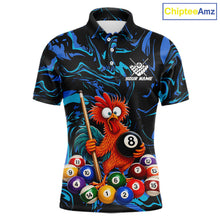 Load image into Gallery viewer, Custom Teal Blue Chicken 8 Ball Billiard Shirt for Men Billiard Jerseys Team Billiard League NNT197