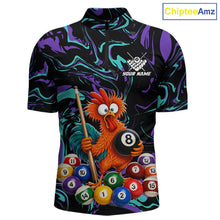 Load image into Gallery viewer, Custom Teal Purple Chicken 8 Ball Billiard Shirt for Men Billiard Jerseys Team Billiard League NNT197