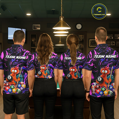 Custom Purple Chicken 8 Ball Billiard Shirt for Men Billiard Jerseys Team Billiard League NNT197