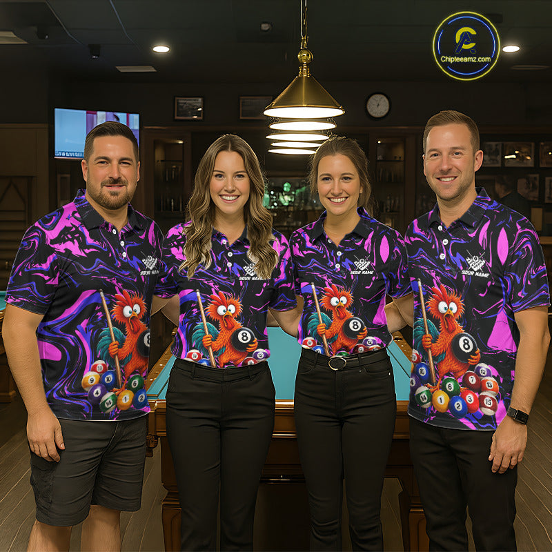 Custom Purple Chicken 8 Ball Billiard Shirt for Women Billiard Jerseys Team Billiard League NNT197