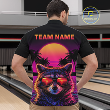 Load image into Gallery viewer, Custom Funny Raccoon Retro Sunset Bowling Jersey for Men Bowling Uniform Bowling Team Shirts HNT280