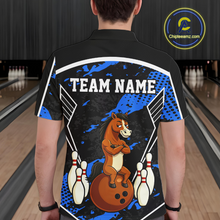Load image into Gallery viewer, Custom Blue Funny Horse Bowling Tournament Jersey for Men Bowling Team Shirts Polo &amp; 1/4 Zip HNT180