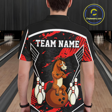 Load image into Gallery viewer, Custom Red Funny Horse Bowling Tournament Jersey for Men Bowling Team Shirts Polo &amp; 1/4 Zip HNT180